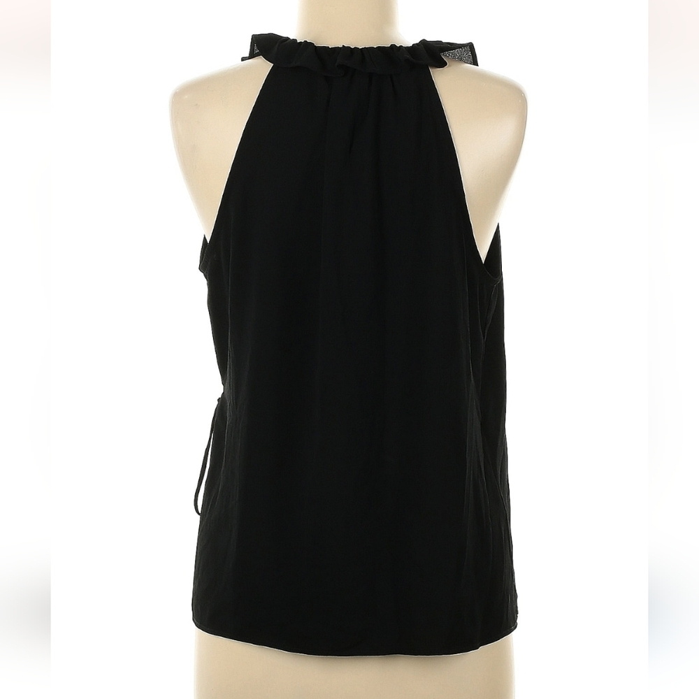 Leith Black Ruffle Wrap Top - Picture 2 of 7